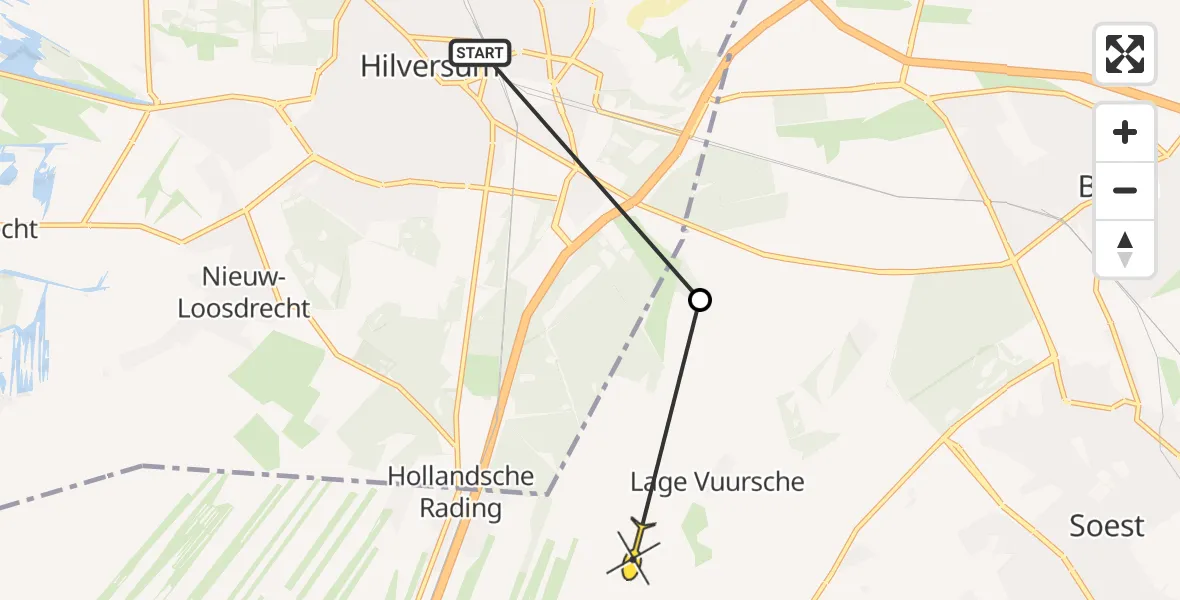Routekaart van de vlucht: Lifeliner 1 naar Bilthoven, Zwarteweg