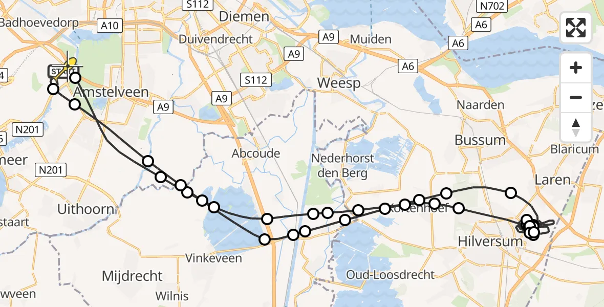 Routekaart van de vlucht: Politieheli naar Schiphol, Walaardt Sacréstraat