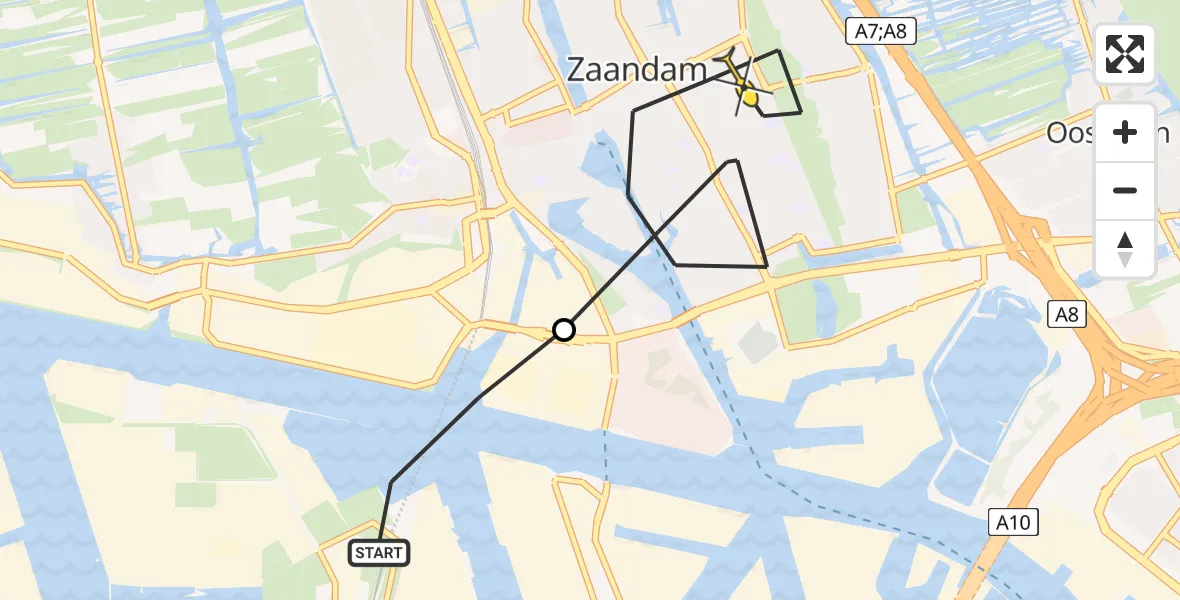 Routekaart van de vlucht: Lifeliner 1 naar Zaandam, Hemkade
