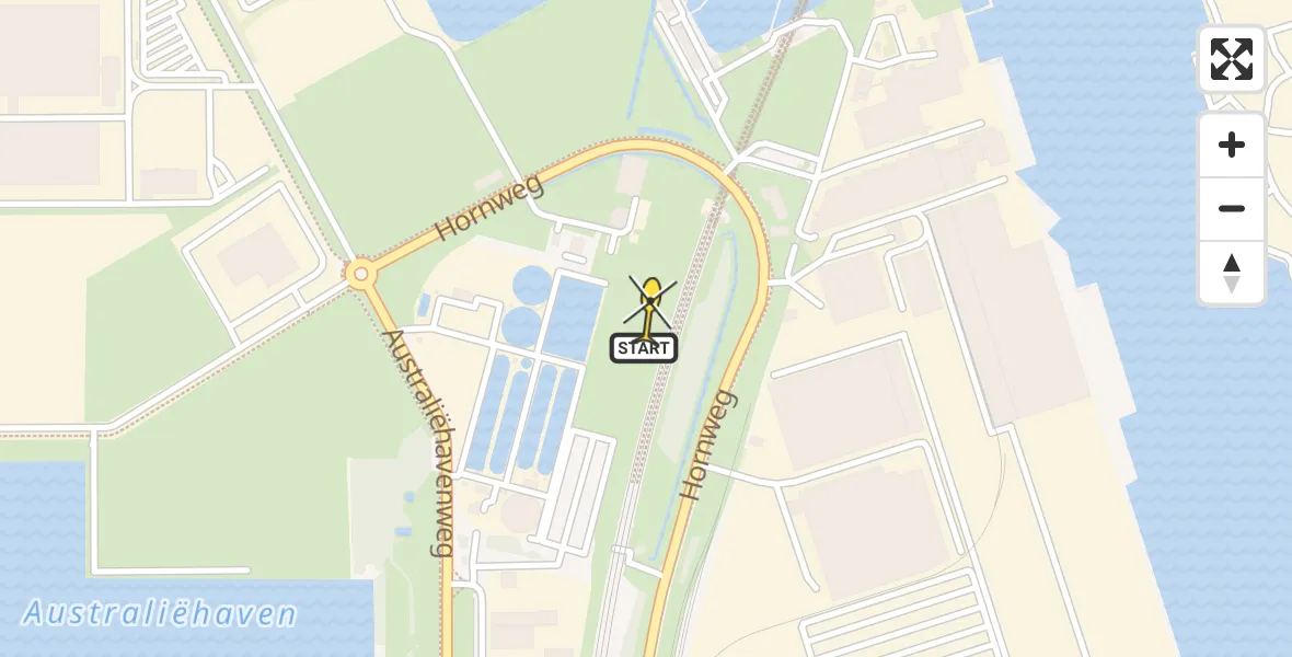 Routekaart van de vlucht: Lifeliner 1 naar Amsterdam Heliport, Hornweg