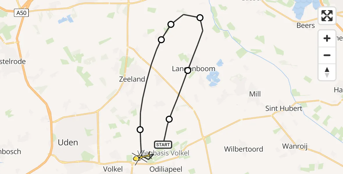 Routekaart van de vlucht: Lifeliner 3 naar Vliegbasis Volkel, Houtvennen