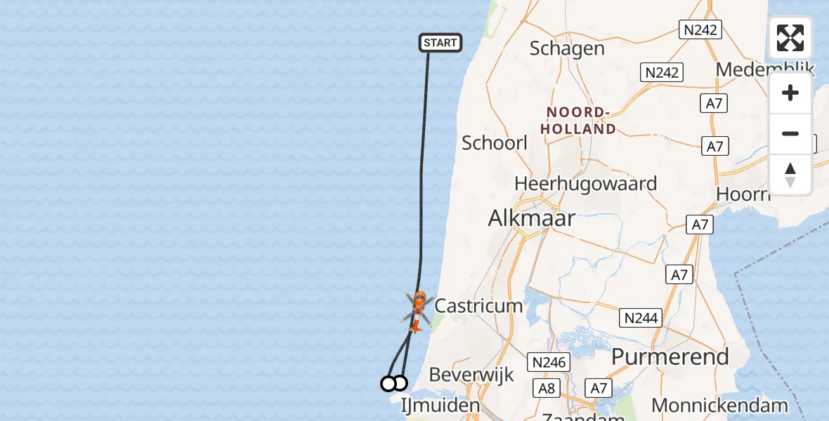 Vluchtroute Kustwachthelikopter  - , 28 april 2025, 18:12