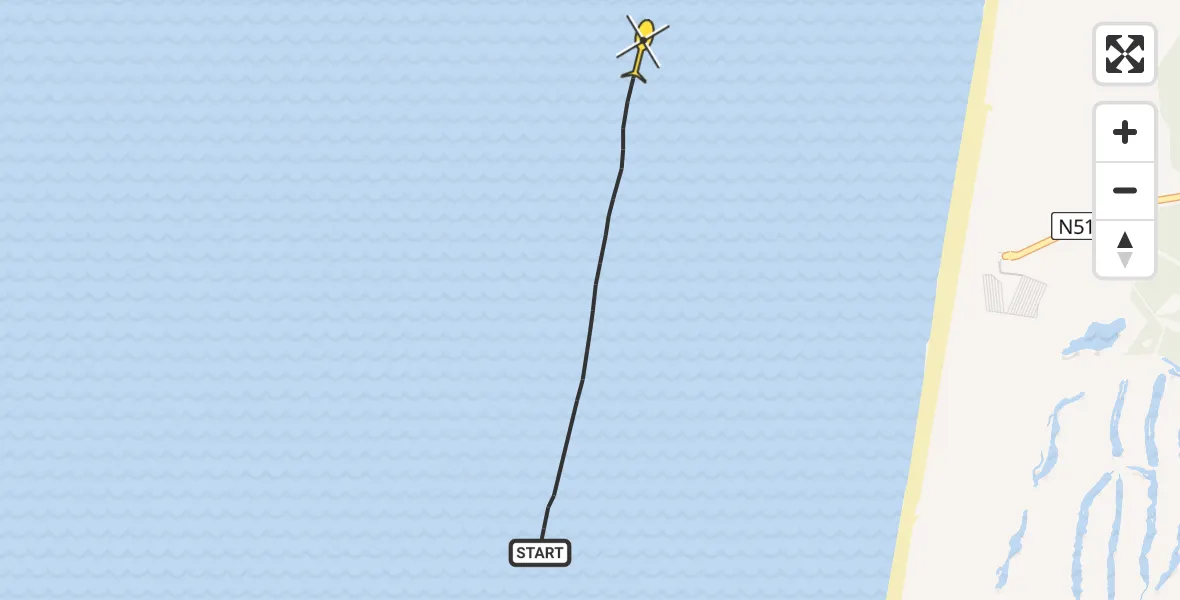 Routekaart van de vlucht: Kustwachthelikopter naar 