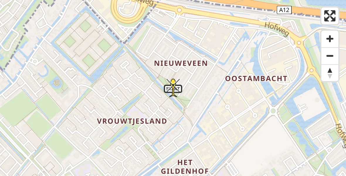 Routekaart van de vlucht: Lifeliner 2 naar Nootdorp, Trapveld