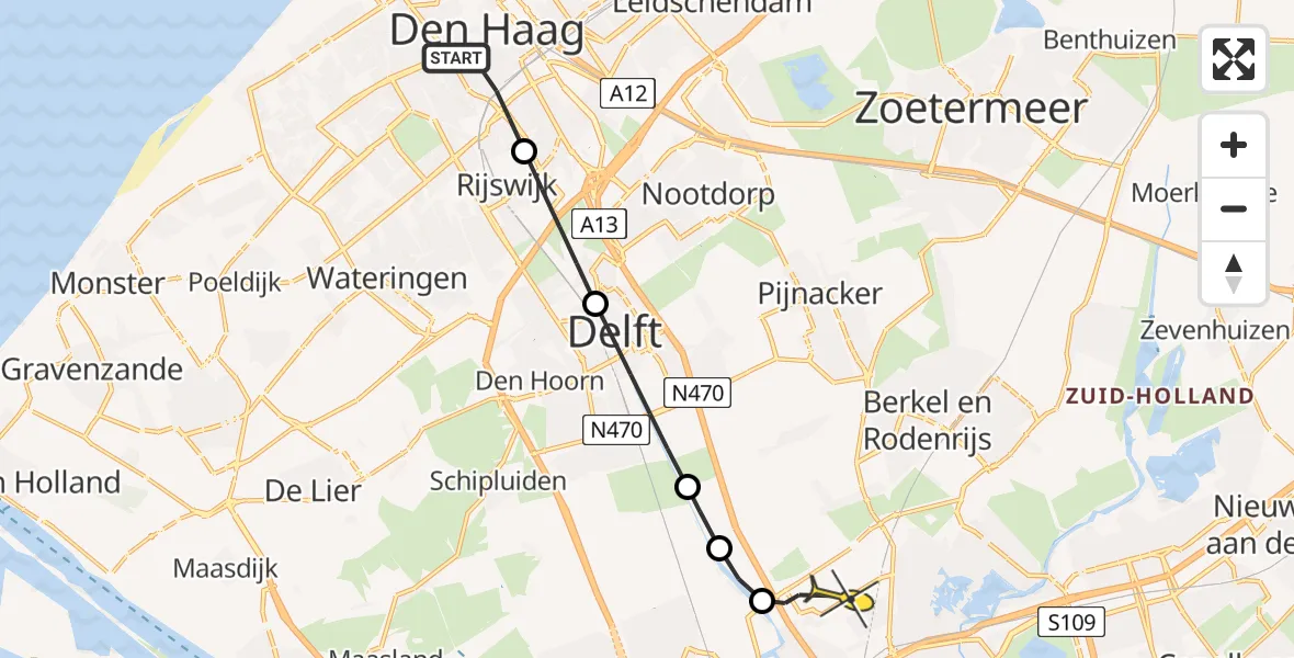 Routekaart van de vlucht: Lifeliner 2 naar Rotterdam The Hague Airport, Parallelweg