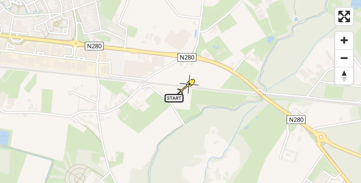 Routekaart van de vlucht: Lifeliner 3 naar Weert, Roermondseweg