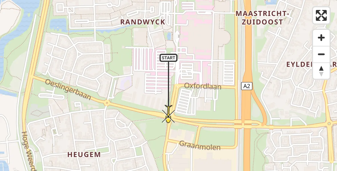 Routekaart van de vlucht: Lifeliner 3 naar Maastricht UMC+, Molensingel