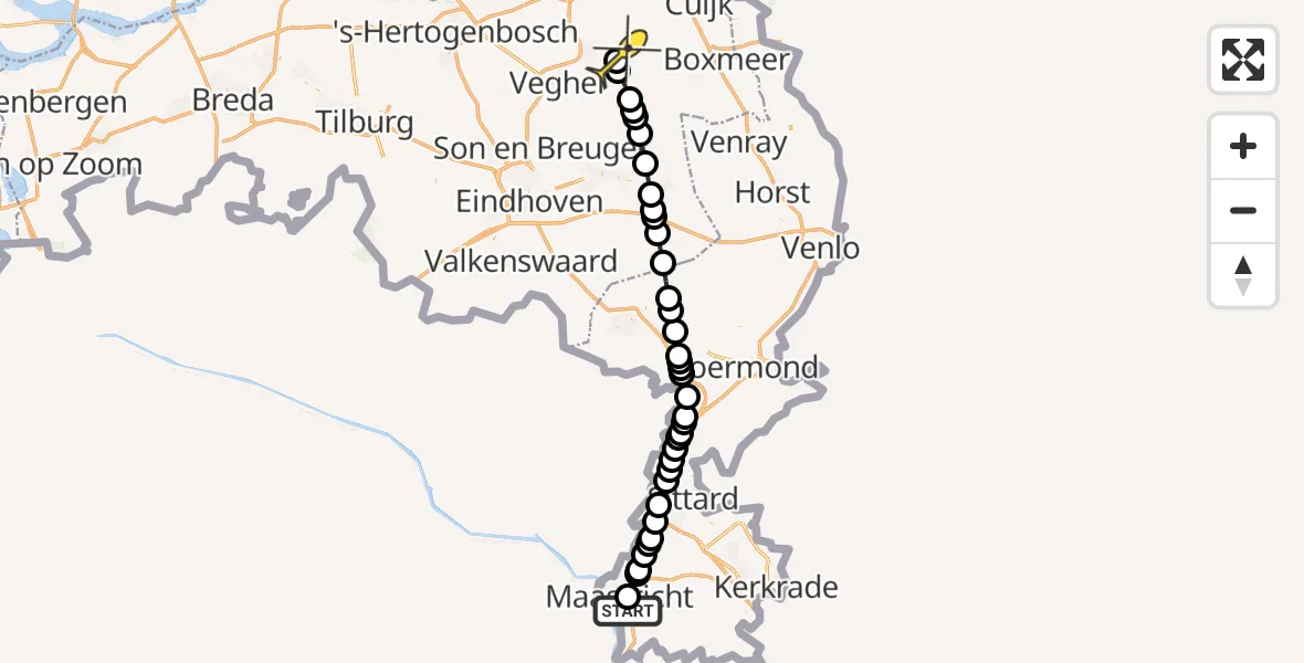 Routekaart van de vlucht: Lifeliner 3 naar Vliegbasis Volkel, Heerderweg