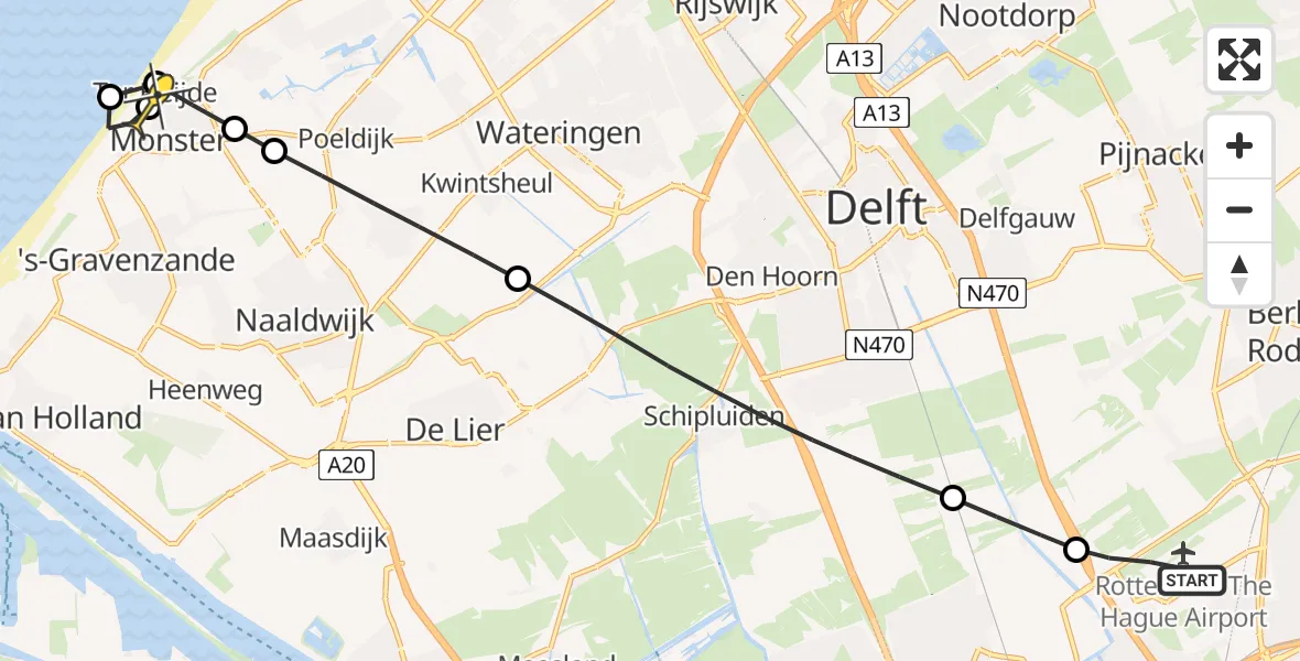 Routekaart van de vlucht: Lifeliner 2 naar Ter Heijde, Heemskerkstraat
