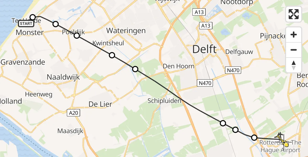 Routekaart van de vlucht: Lifeliner 2 naar Rotterdam The Hague Airport, Oudenborch