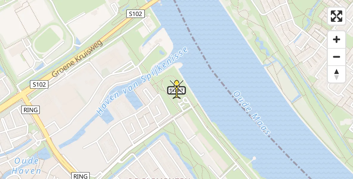 Routekaart van de vlucht: Lifeliner 2 naar Spijkenisse, Hongerlandsedijk