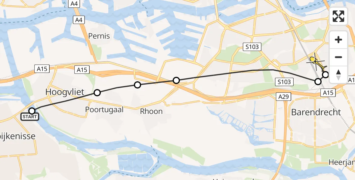 Routekaart van de vlucht: Lifeliner 2 naar Rotterdam, Endenhout