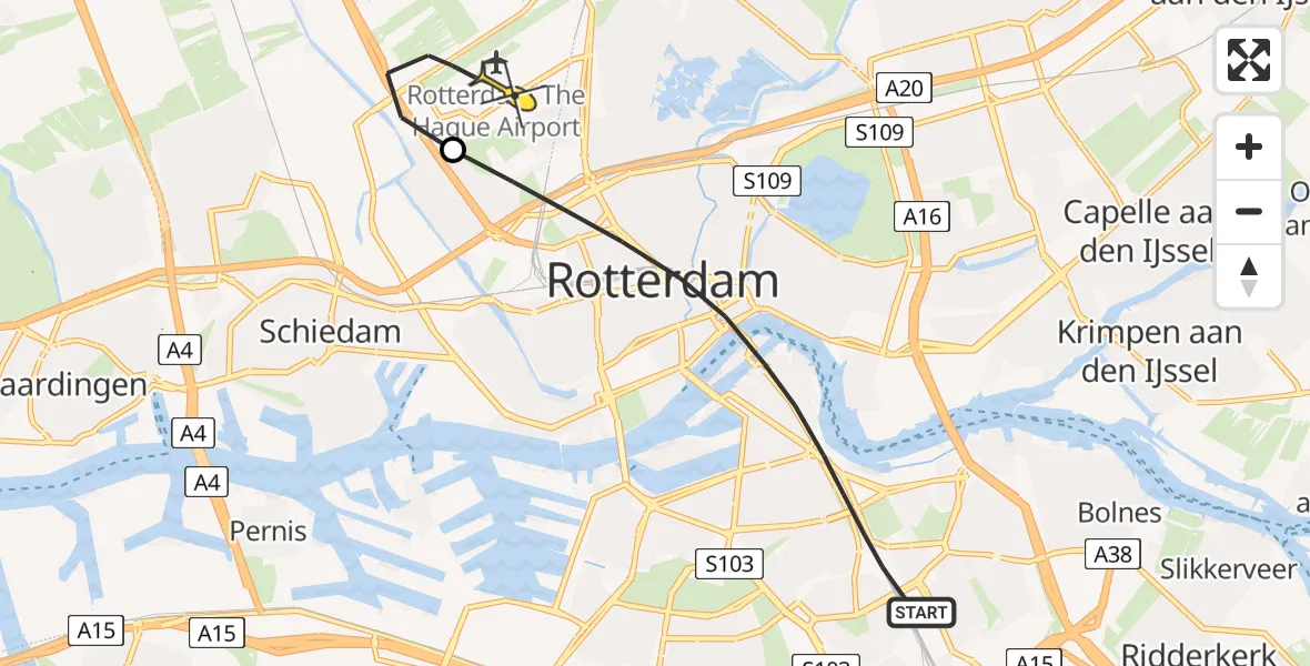 Routekaart van de vlucht: Lifeliner 2 naar Rotterdam The Hague Airport, Colosseumweg