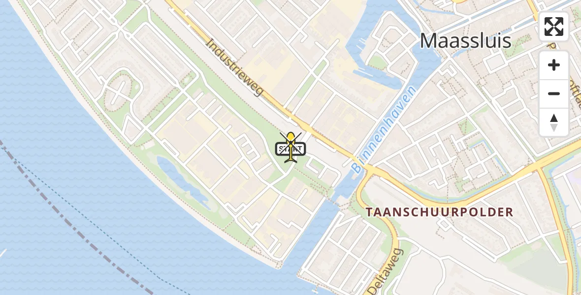 Routekaart van de vlucht: Lifeliner 2 naar Maassluis, Maasweg