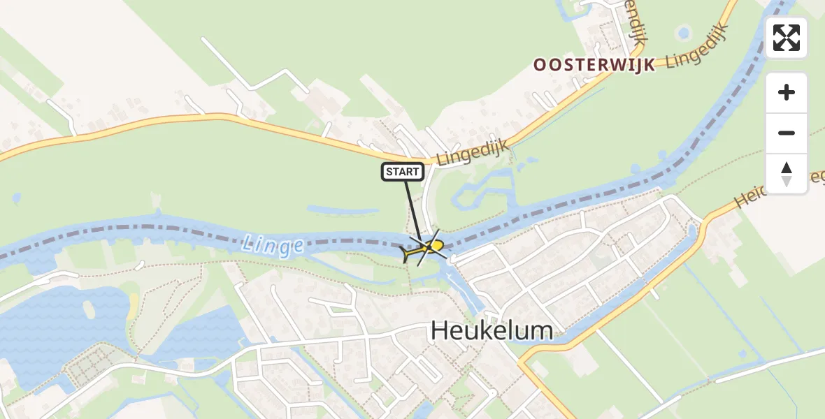 Routekaart van de vlucht: Lifeliner 3 naar Oosterwijk, Galgenwaard