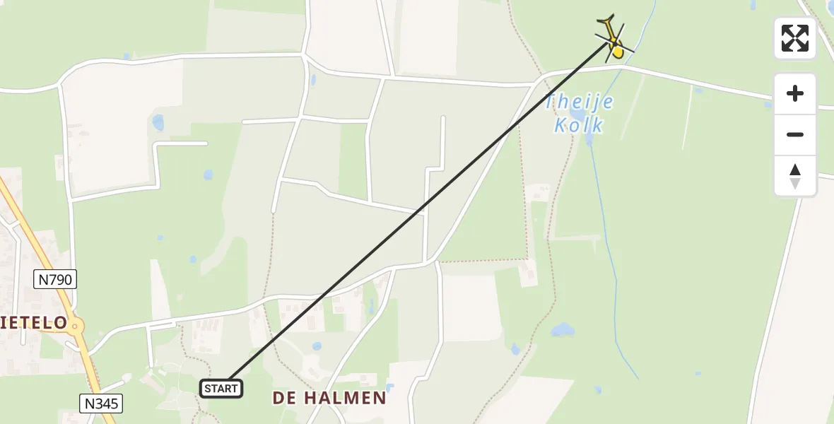Routekaart van de vlucht: Lifeliner 3 naar Voorst, Theije Kolk