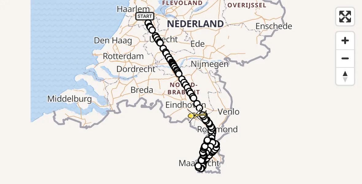 Routekaart van de vlucht: Politieheli naar Someren, Bleekerskade