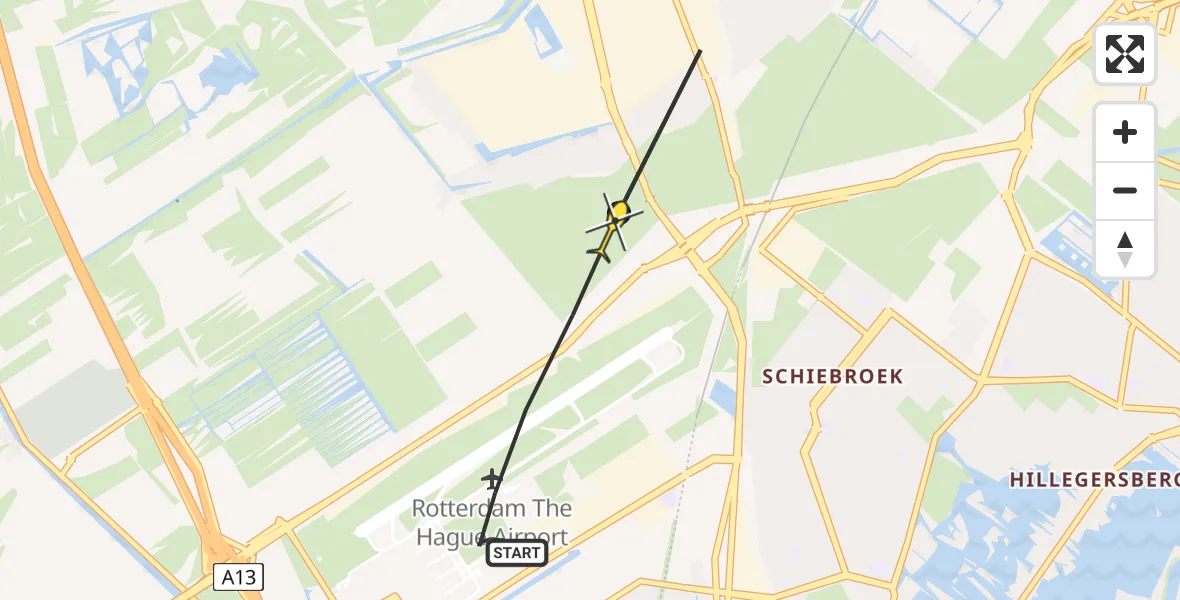 Routekaart van de vlucht: Lifeliner 2 naar Berkel en Rodenrijs, Brandenburgbaan