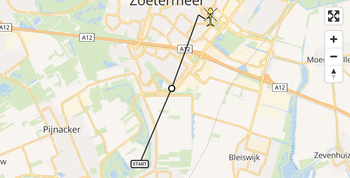 Routekaart van de vlucht: Lifeliner 2 naar Zoetermeer, Cornelis Boslaan