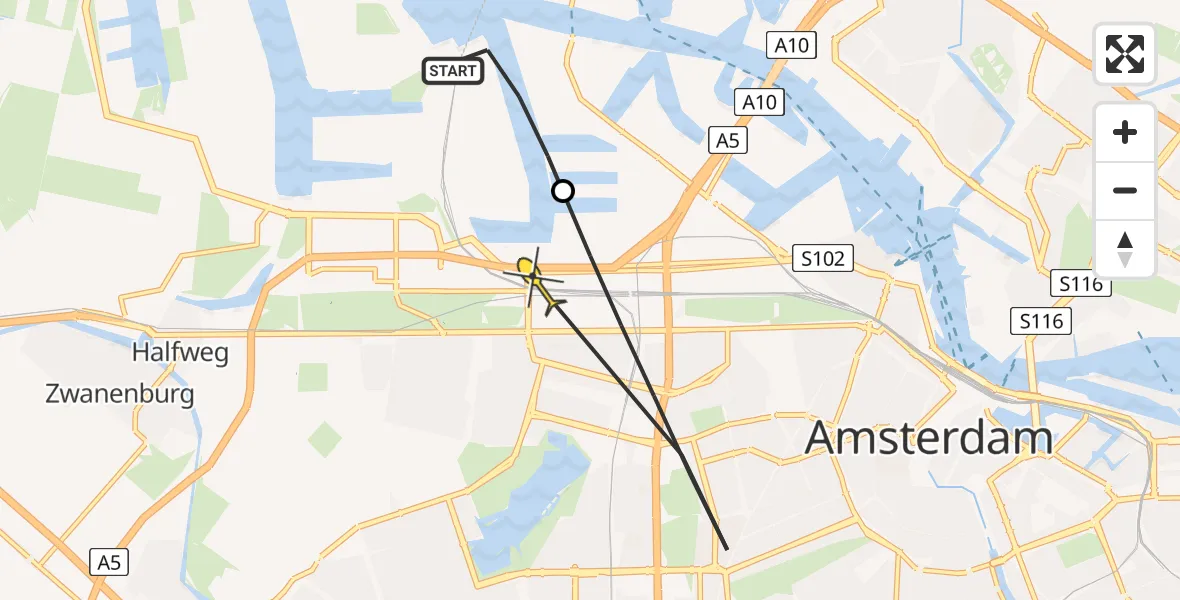 Routekaart van de vlucht: Lifeliner 1 naar Amsterdam, Kajuitpad