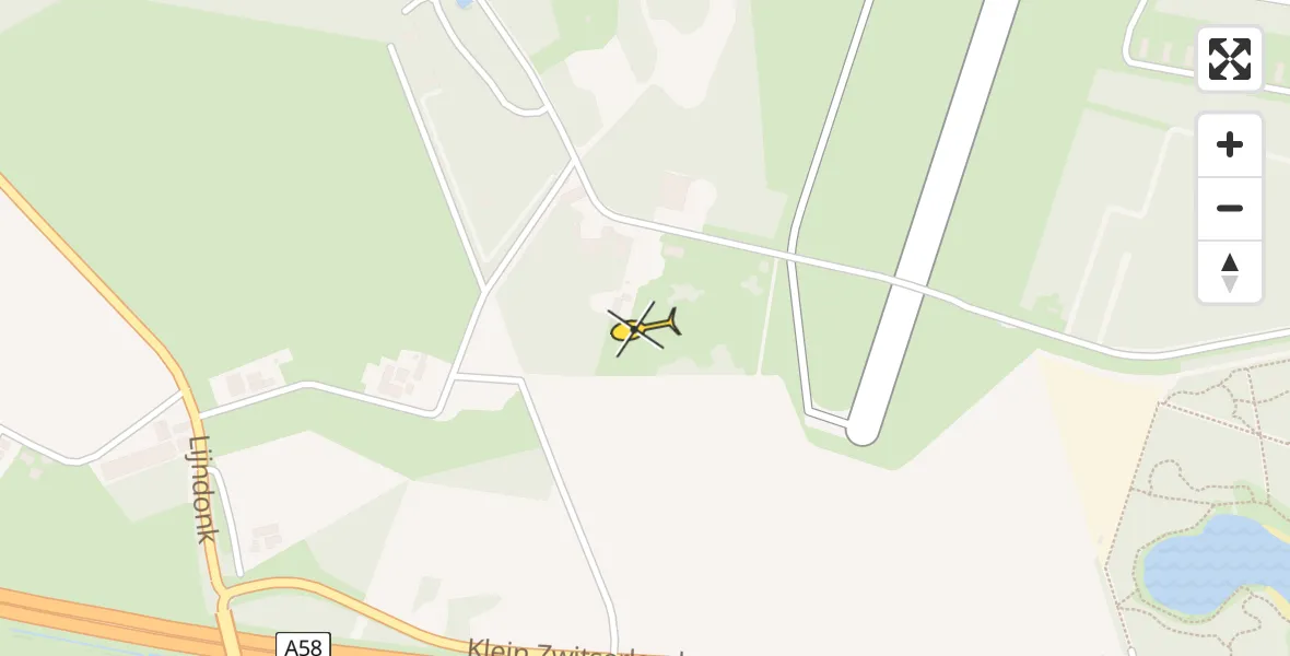 Routekaart van de vlucht: Politieheli naar Vliegbasis Gilze-Rijen