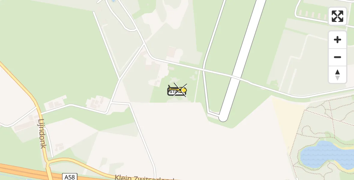 Routekaart van de vlucht: Politieheli naar Vliegbasis Gilze-Rijen, Rijksweg