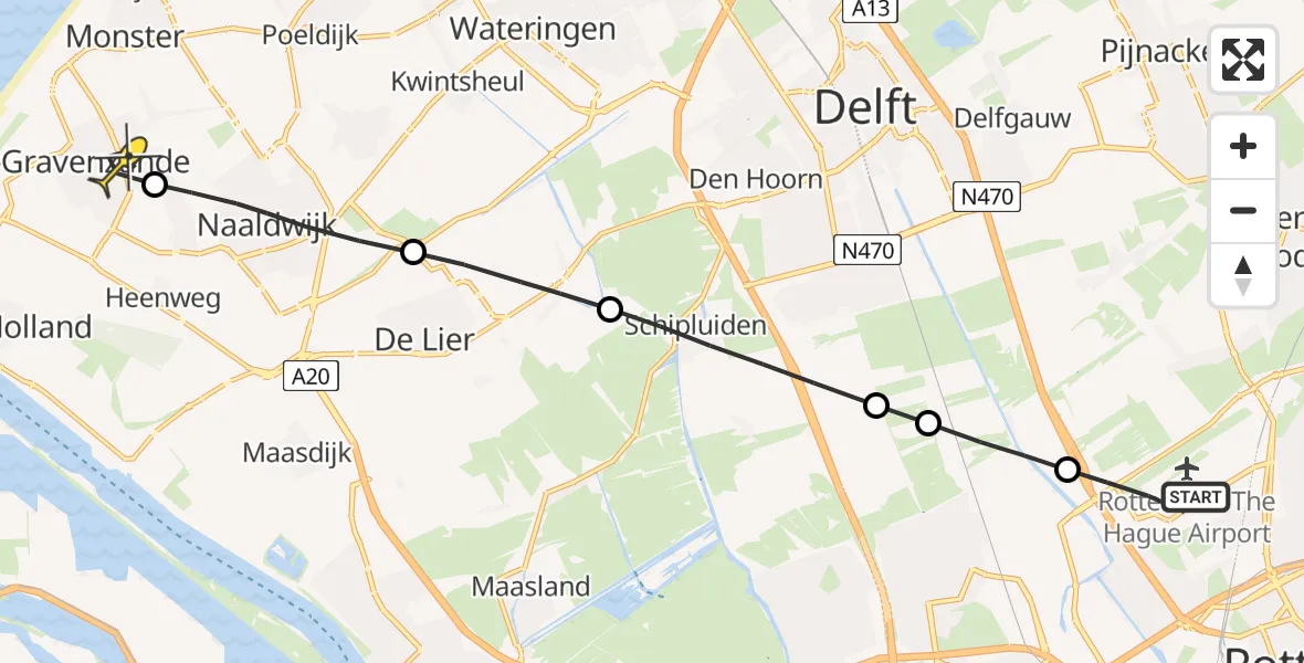 Routekaart van de vlucht: Lifeliner 2 naar 's-Gravenzande, Arlandabaan Platformzijde