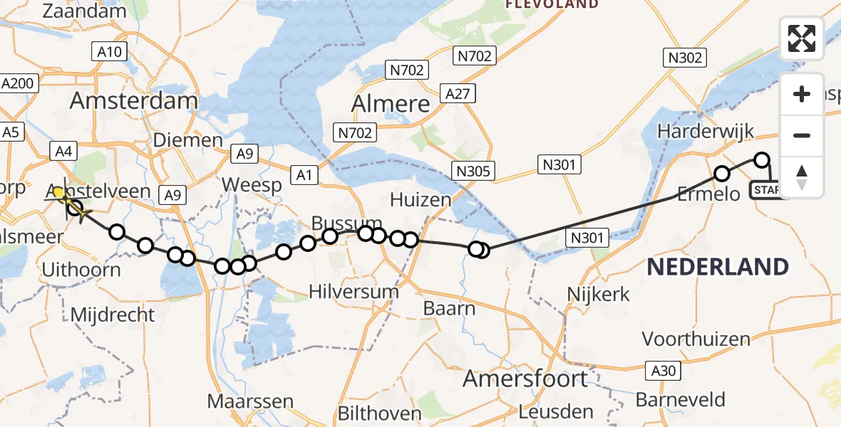 Routekaart van de vlucht: Politieheli naar Aalsmeer, Poolseweg