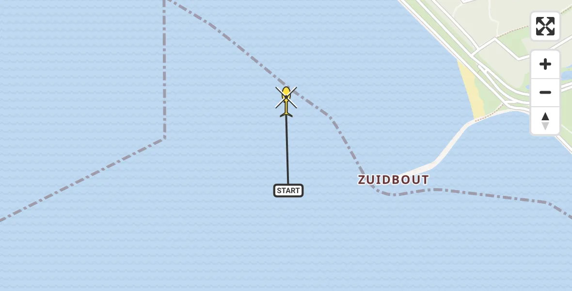Routekaart van de vlucht: Kustwachthelikopter naar Stavenisse, Zuidbout