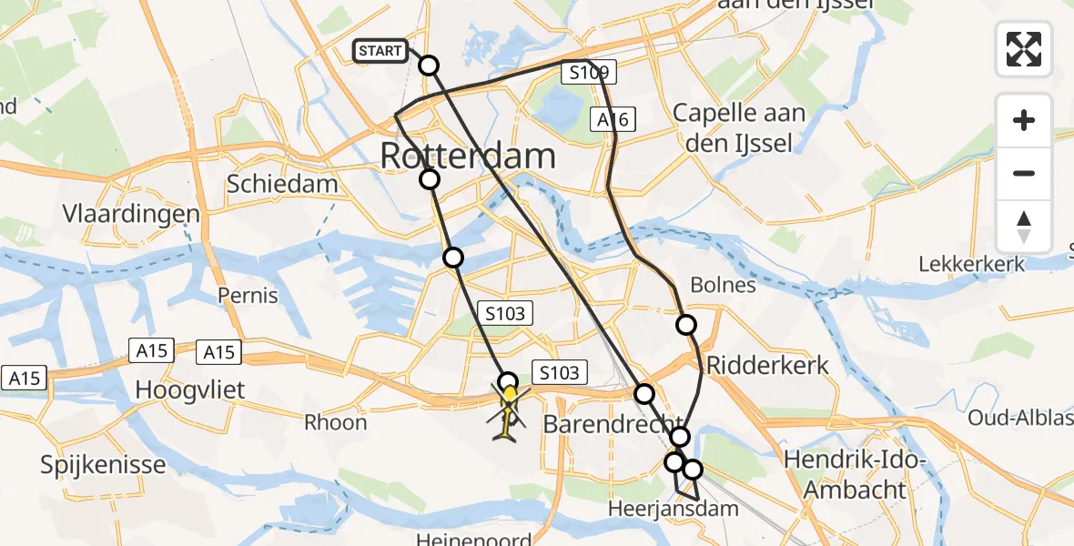 Routekaart van de vlucht: Lifeliner 2 naar Barendrecht, Gilze-Rijenstraat