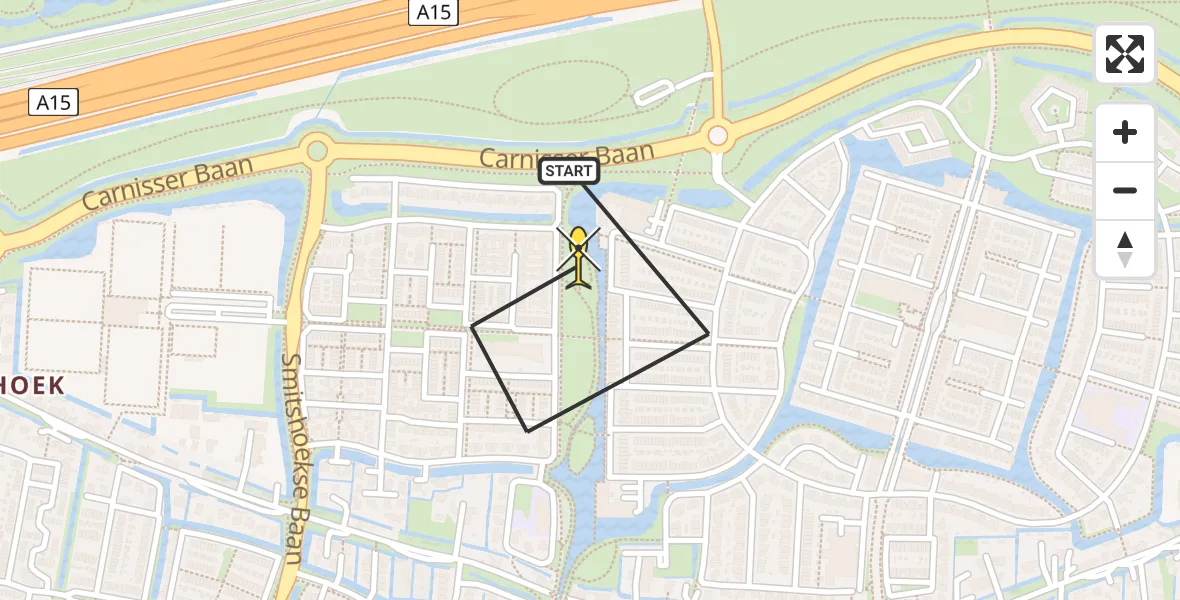 Routekaart van de vlucht: Lifeliner 2 naar Barendrecht, Veldhoen-akker