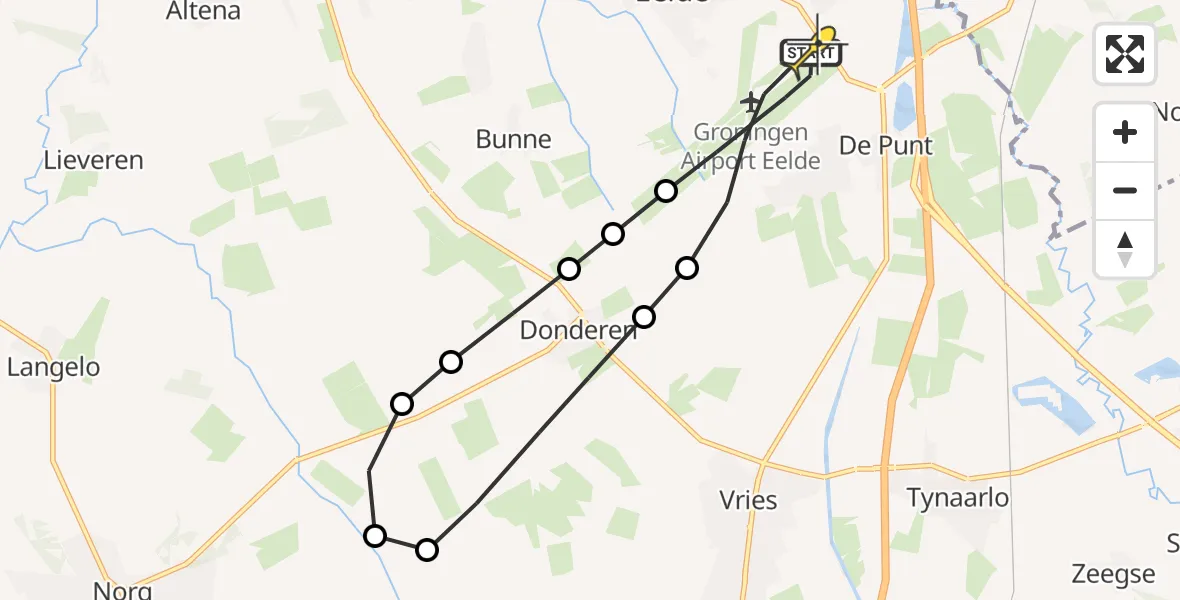 Routekaart van de vlucht: Lifeliner 4 naar Groningen Airport Eelde, Vissersweg