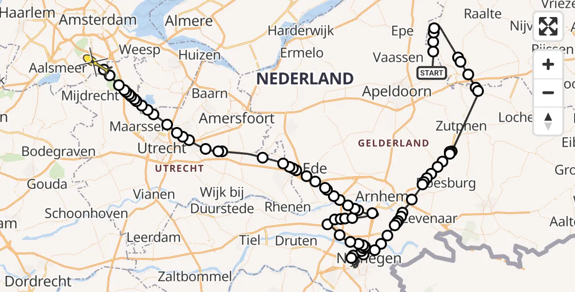 Routekaart van de vlucht: Politiehelikopter naar Ouderkerk aan de Amstel, Zeedijk