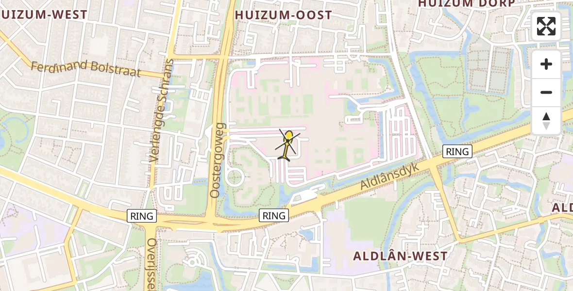 Routekaart van de vlucht: Lifeliner 4 naar Leeuwarden