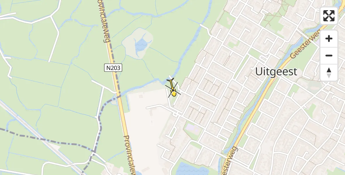 Routekaart van de vlucht: Lifeliner 1 naar Uitgeest