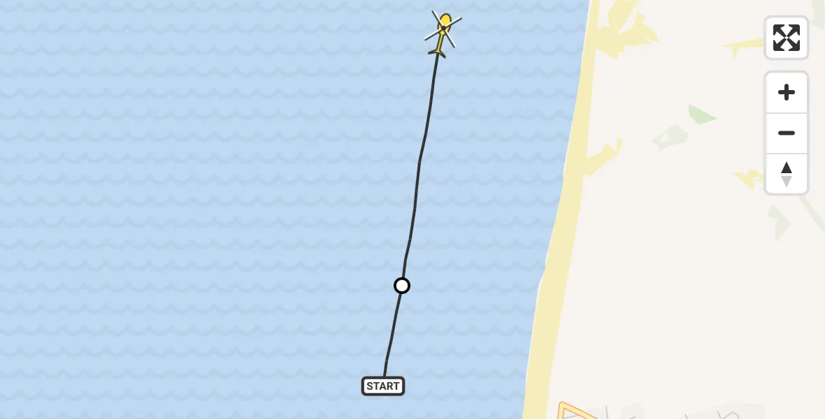 Routekaart van de vlucht: Kustwachthelikopter naar Egmond aan den Hoef, Strand Egmond aan Zee