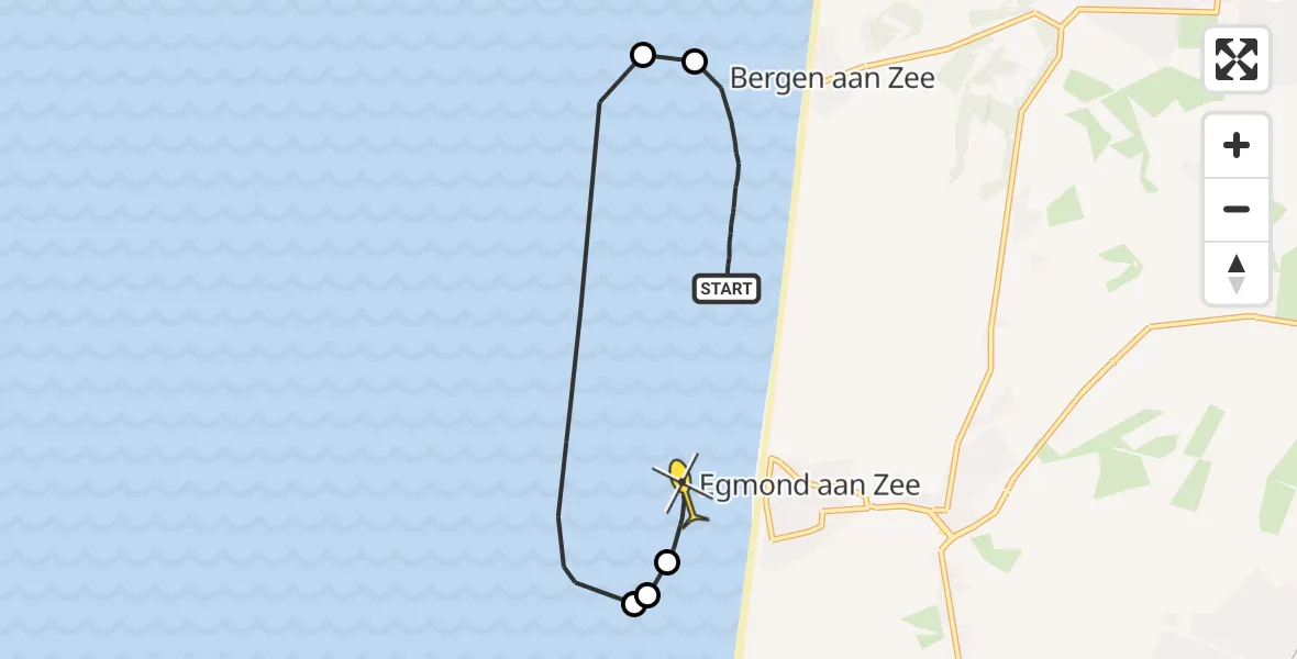 Routekaart van de vlucht: Kustwachthelikopter naar Egmond aan Zee, Strandslag 28