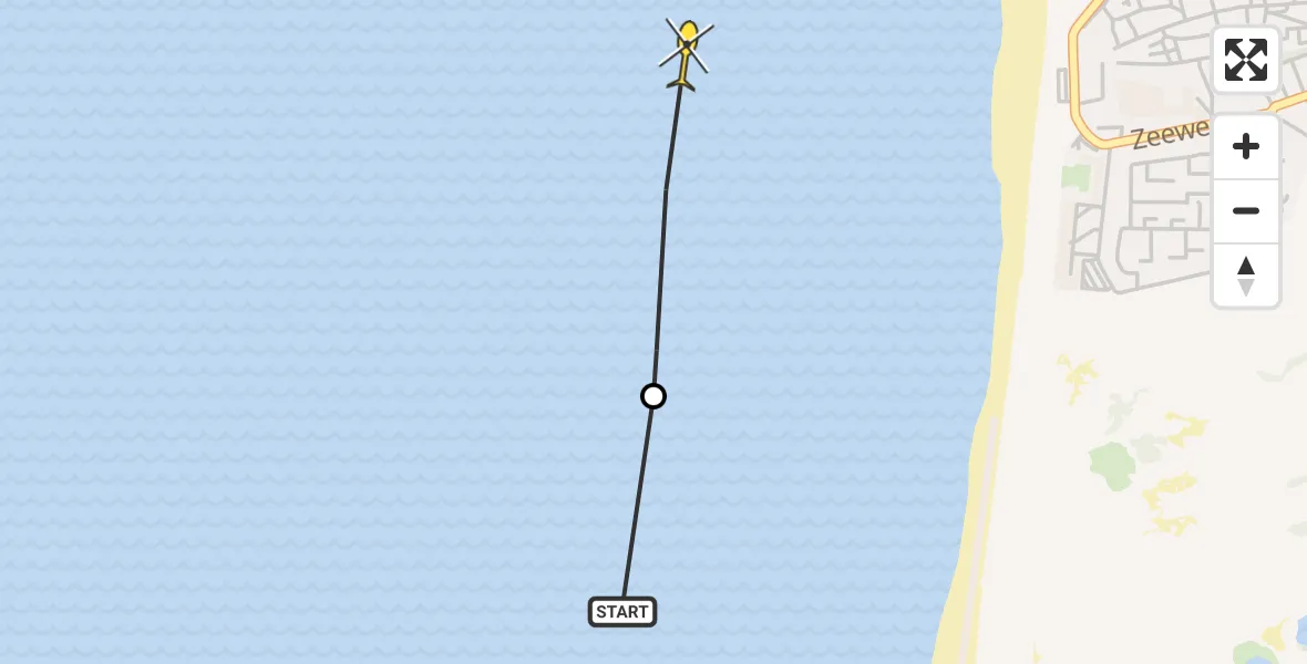 Routekaart van de vlucht: Kustwachthelikopter naar Egmond aan Zee, Westeinde