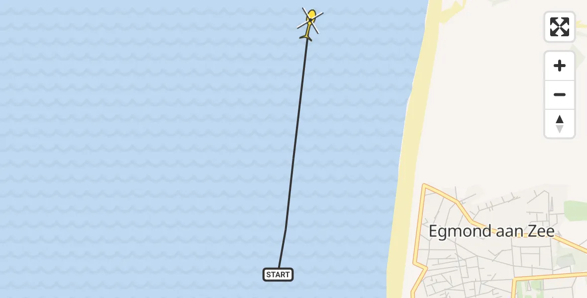 Routekaart van de vlucht: Kustwachthelikopter naar Egmond aan den Hoef, Strand Egmond aan Zee