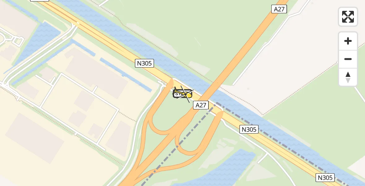 Routekaart van de vlucht: Lifeliner 1 naar Almere, Waterlandseweg