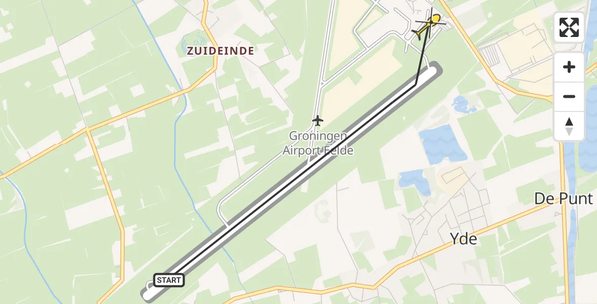 Routekaart van de vlucht: Lifeliner 4 naar Groningen Airport Eelde, Homsteeg