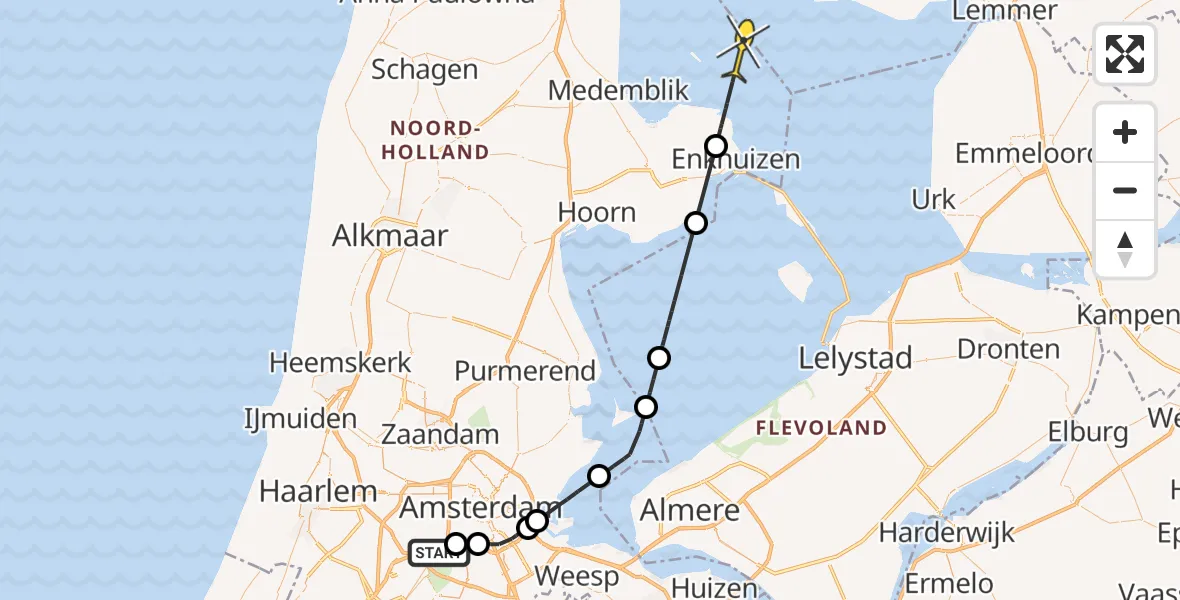 Routekaart van de vlucht: Politieheli naar Enkhuizen, Ringweg-Zuid