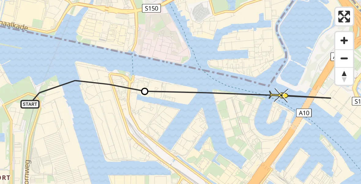 Routekaart van de vlucht: Lifeliner 1 naar Amsterdam, Usselincxhaven