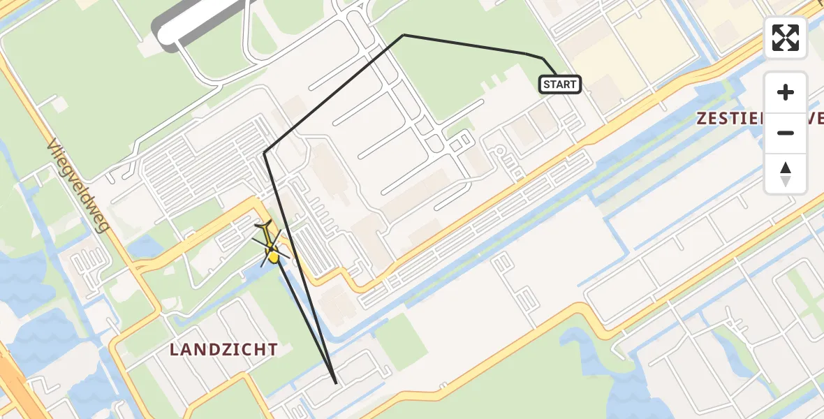 Routekaart van de vlucht: Lifeliner 2 naar Rotterdam The Hague Airport, Welschapstraat