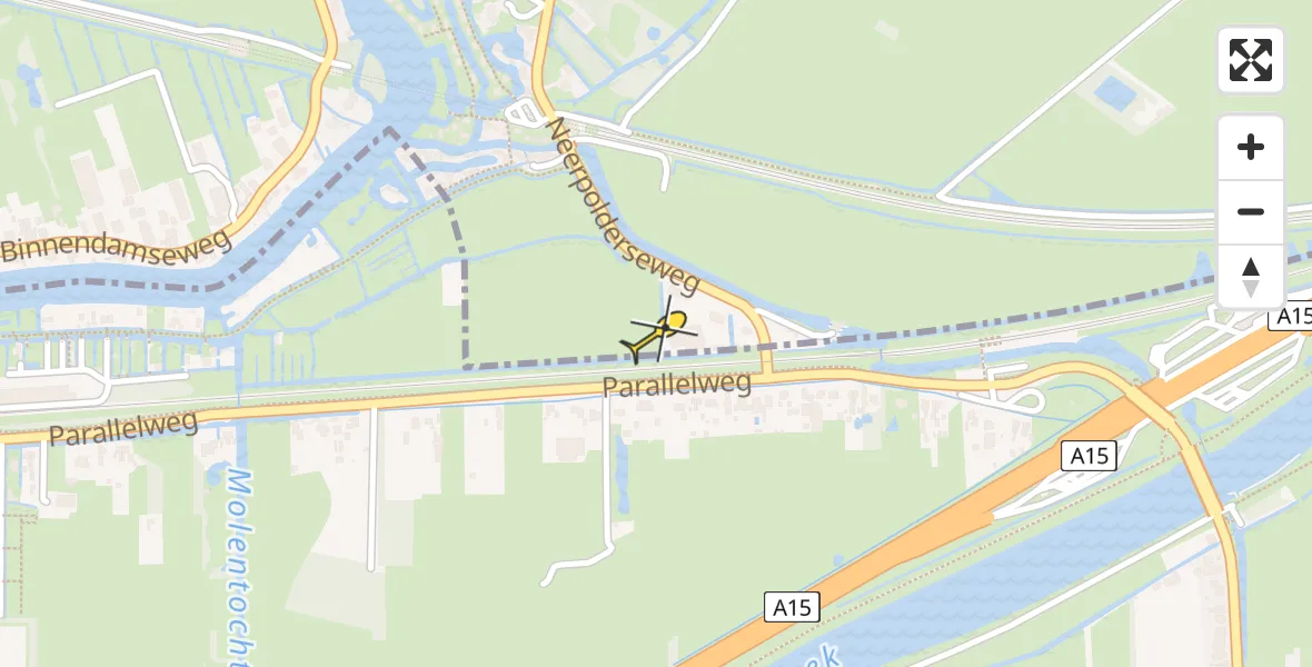 Routekaart van de vlucht: Politiehelikopter naar Giessenburg