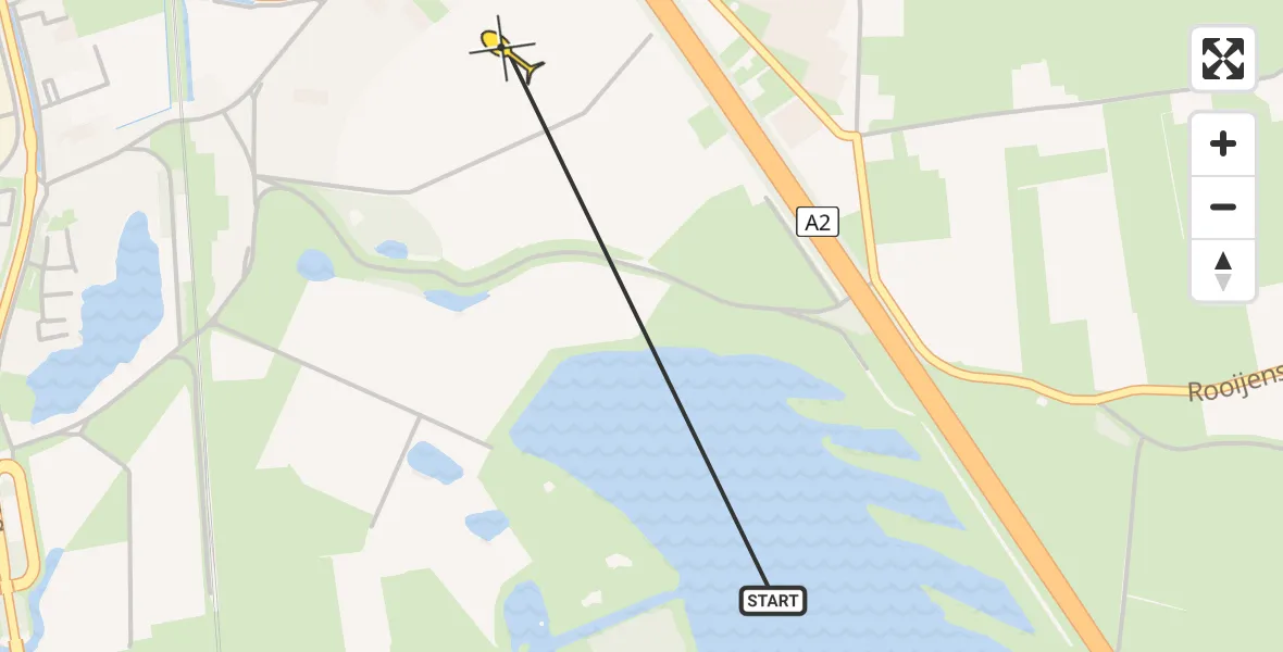 Routekaart van de vlucht: Politiehelikopter naar Hedel, Drielseweg