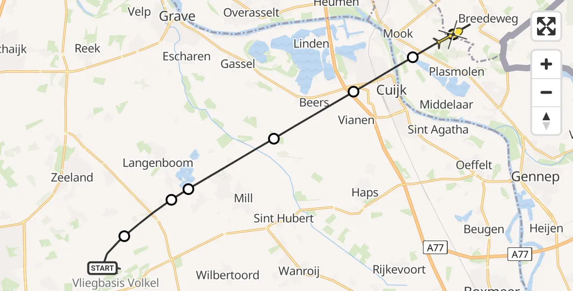 Routekaart van de vlucht: Lifeliner 3 naar Plasmolen, Millsebaan