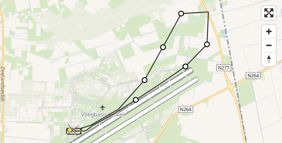 Routekaart van de vlucht: Lifeliner 3 naar Vliegbasis Volkel, Trentsedijk