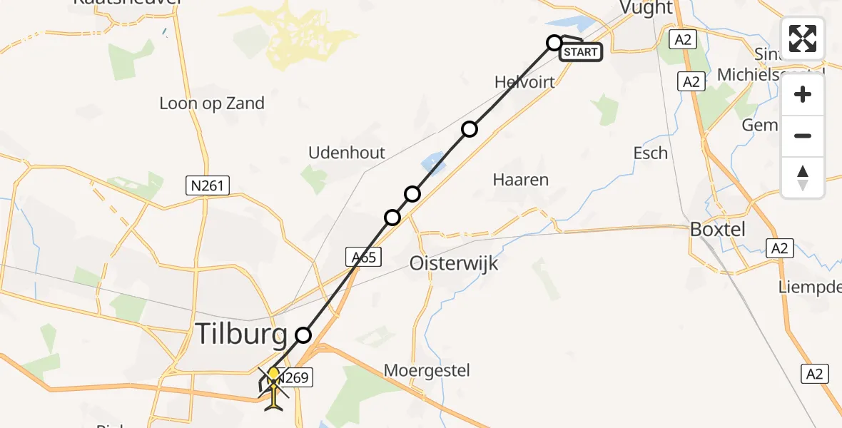 Routekaart van de vlucht: Lifeliner 3 naar Tilburg, Kruishoeveweg