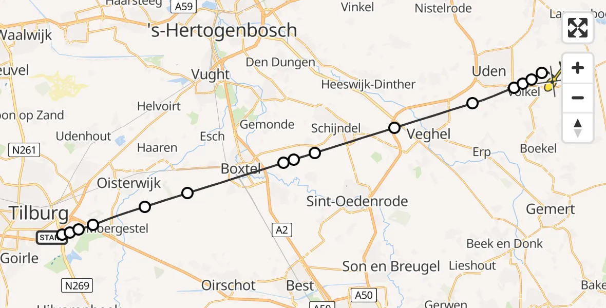 Routekaart van de vlucht: Lifeliner 3 naar Vliegbasis Volkel, Ambrosiusweg